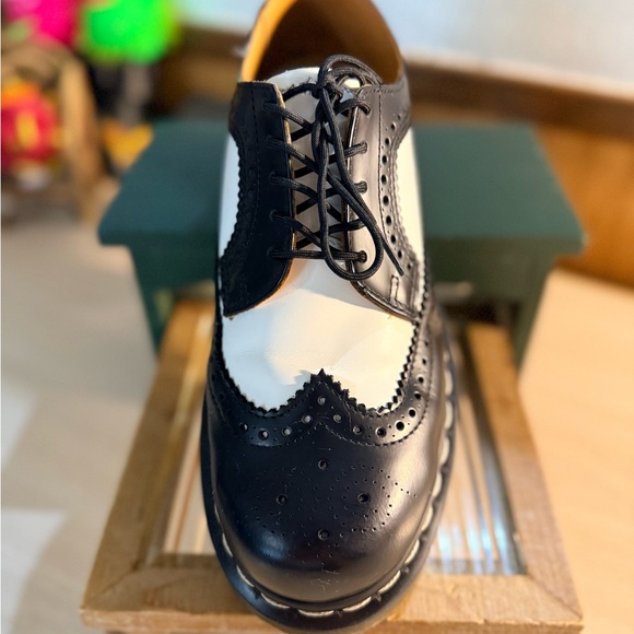 Dr. Martens Black and White Brogue Loafers 3989 - Picture 3 of 10